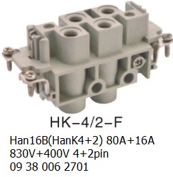 HK-4+2-F H16B Han 16B(HanK4+2) 80A+16A 830V+400V 09 38 006 2701 4+2pin female OUKERUI-SMICO-Harting-Heavy-duty-connector.jpg